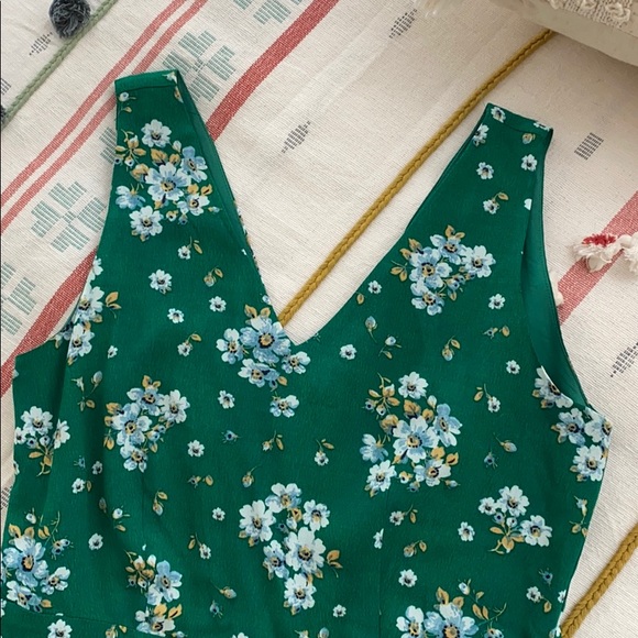 LOFT Floral V-Neck Romper in Bright Kelly Green - Picture 5 of 6